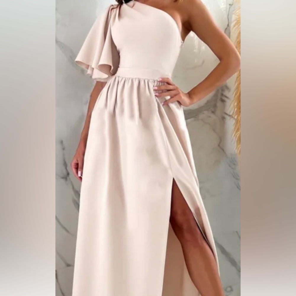 Tori Fashion Party Ruffle Single Shoulder Slit Dress